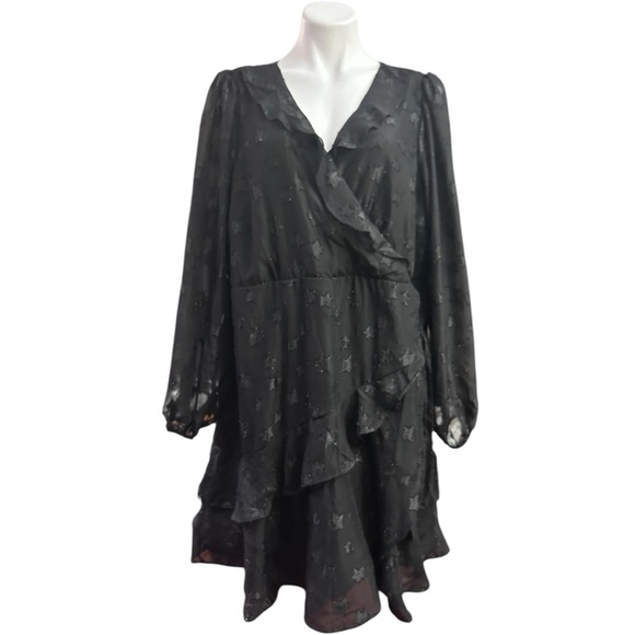 Torrid Mini Clip Star Surplice Ruffle Mini Dress Long Sleeve Ruffle Plus Size - Picture 6 of 14